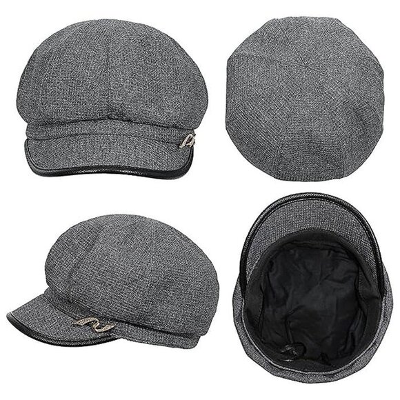 Women Retro Classic Visor Newsboy Cabbie Cap 3grey - Picture 1 of 5